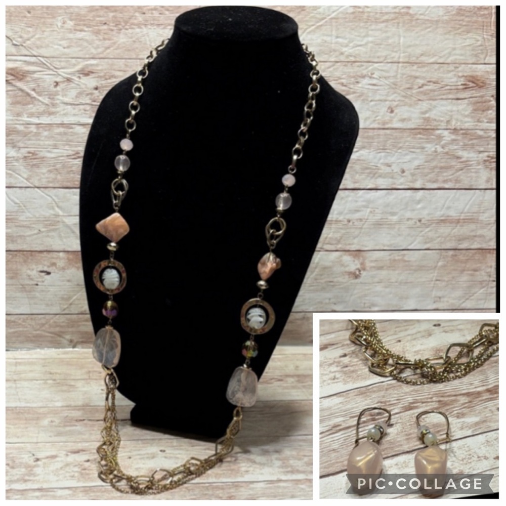 Ruby Rd. Gold and Pink Necklace Set
